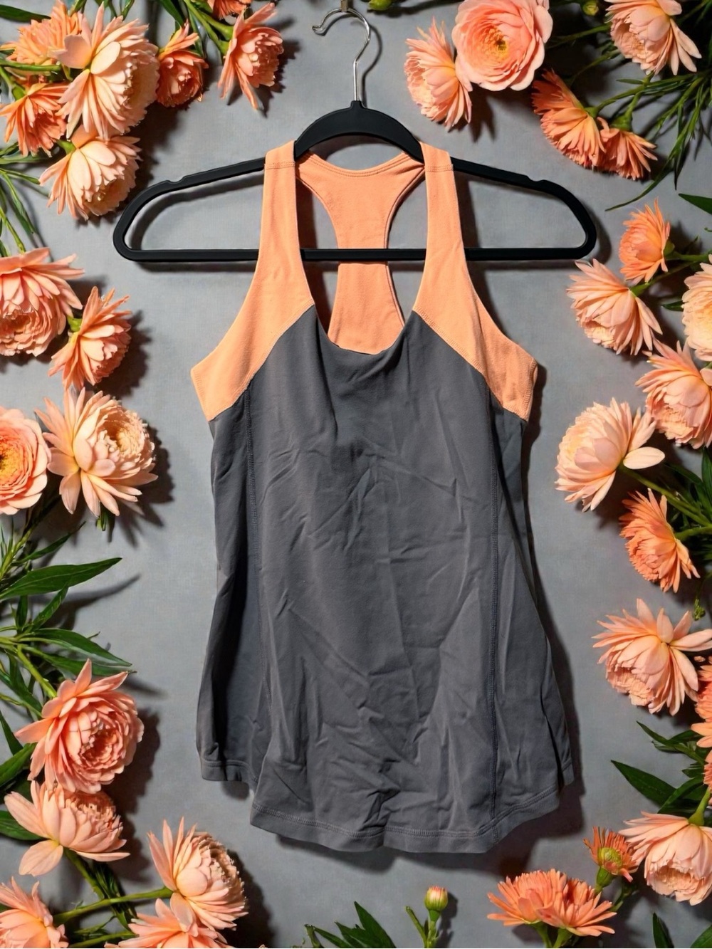 Lululemon Athletica Grey & Light Orange Racerback Tank Top